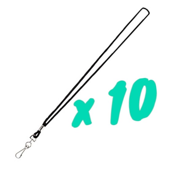 Black 36” Durable Lanyard 10 Ct. Nylon Strap Metal clip Office Depot #754541 NEW - Picture 2 of 5